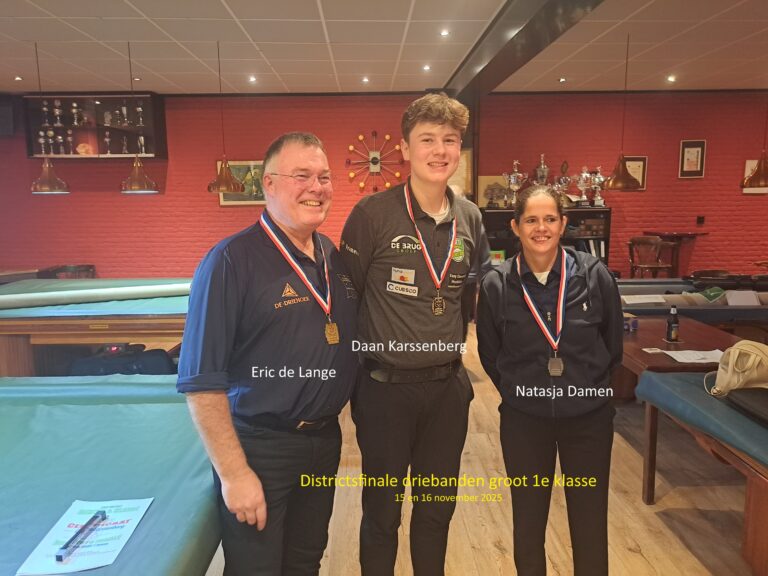 Driebanden groot 1e klasse 15 en 16 november 2025